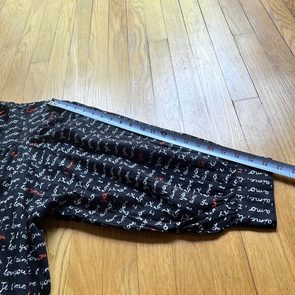 Anthropologie Laetitia Rouget Sz L Black Motif I Love You Puff Sleeve Blouse NWT - Picture 13 of 16